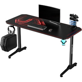 Ігровий стіл ULTRADESK FRAG V3 - Місце для 2 моніторів - Футуристичний дизайн - Місце для ніг - В комплекті аксесуари - 140x60см - Червоний