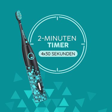 Електрична зубна щітка HappyBrush Eco Vibe 3+ – Чорний/М'ятний – 2 роки гарантії