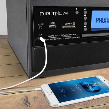 Вініловий програвач з Bluetooth, USB, CD та FM, 3 швидкості, вбудовані динаміки, функція кодування