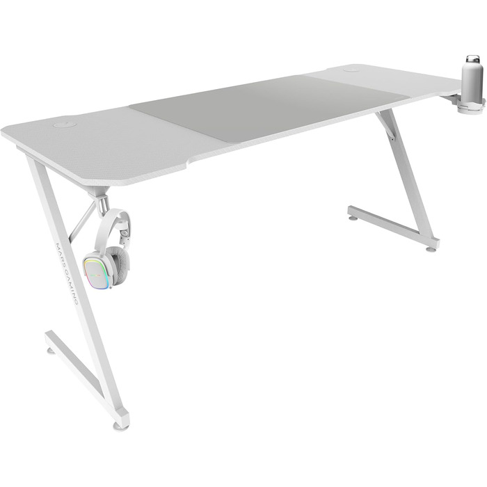 Стол Mars Gaming MGD-ERGOPRO: електричний, регульована висота 73-118 см, карбонова поверхня, металева конструкція, підставка для навушників, керування кабелями, 110x60 см, білий