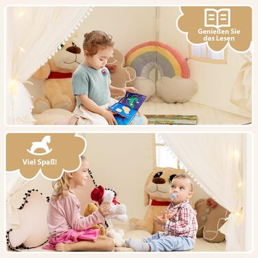 Дитячий ігровий будиночок COSTWAY з килимком та світлом, для хлопчиків та дівчаток від 3 років (Бежевий)