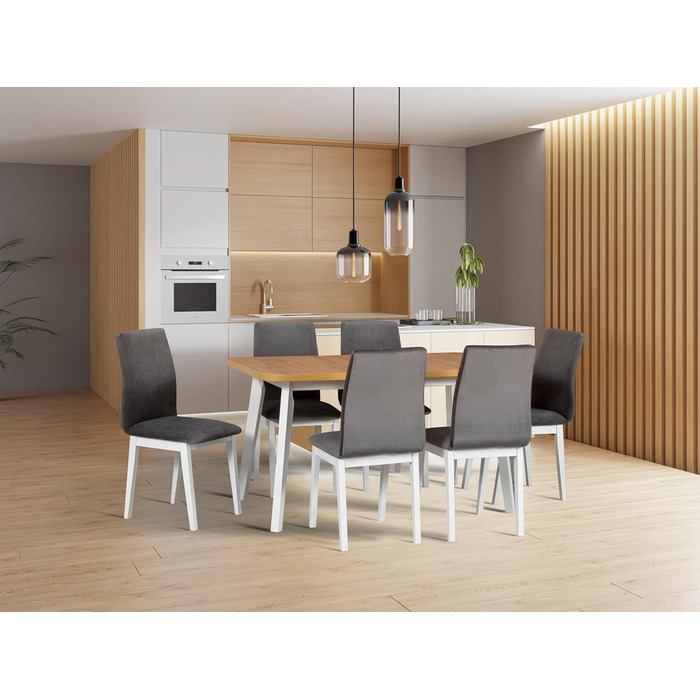Розсувний обідній стіл LeafDesign овальної форми - кухонний/обідній стіл з дерев'яними ніжками, сучасний стиль, на 6-8 осіб, 80x140-180 см (Artisan, Чорний)