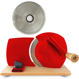 Ручний кухонний комбайн Jupiter з рукояткою та дерев'яною тарілкою червоний гладкий ніж