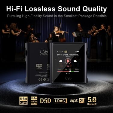 MP3-плеєр SHANLING M0s 2-в-1 Hi-Fi DAC, портативний аудіоплеєр з Bluetooth 5.0, SD до 2 ТБ, 3.5 мм/Type-C, для телефону, планшета, ноутбука, ПК