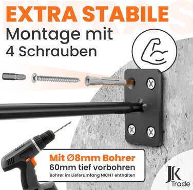 Набір кріплень для шин на стіну JK Trade® (4 шт.) з комплектом шурупів та дюбелів, для автомобілів, легкосплавних дисків, 40 кг, чорний V1