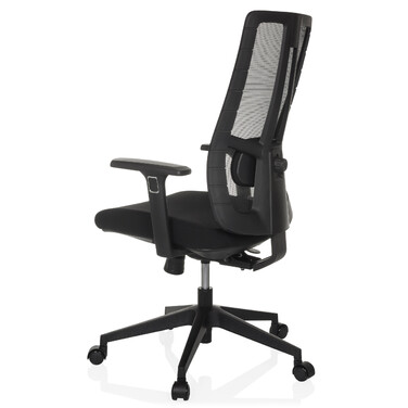 Офісне крісло / Крісло з поворотним механізмом TRAMORE BASE з тканиною для сидіння / сіткою для спинки, чорного кольору, hjh OFFICE