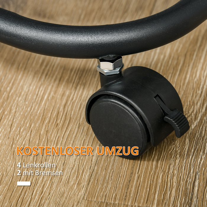 Поворотний кухонний візок на 4 рівнях з коліщатками та дротяними кошиками. Візок з верхньою полицею, розміром 33x33x77 см, чорного кольору.