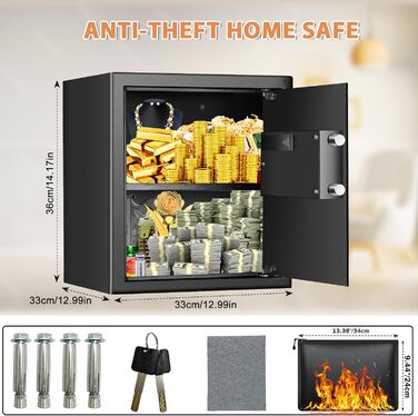 Пожежостійкий сейф Safe Tresor 40L з пожежостійким відсіком, цифровим замком та висувним ящиком для зброї, золота, документів та медикаментів