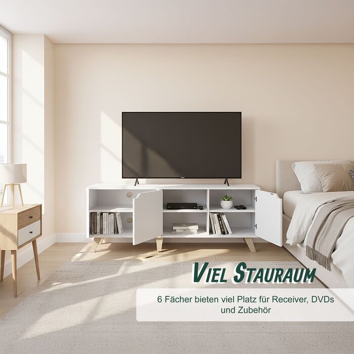 ТВ-тумба Relaxdays з металевим каркасом та 6 відділеннями