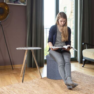 Relaxdays Пуф з місцем для зберігання, розмір M, круглий