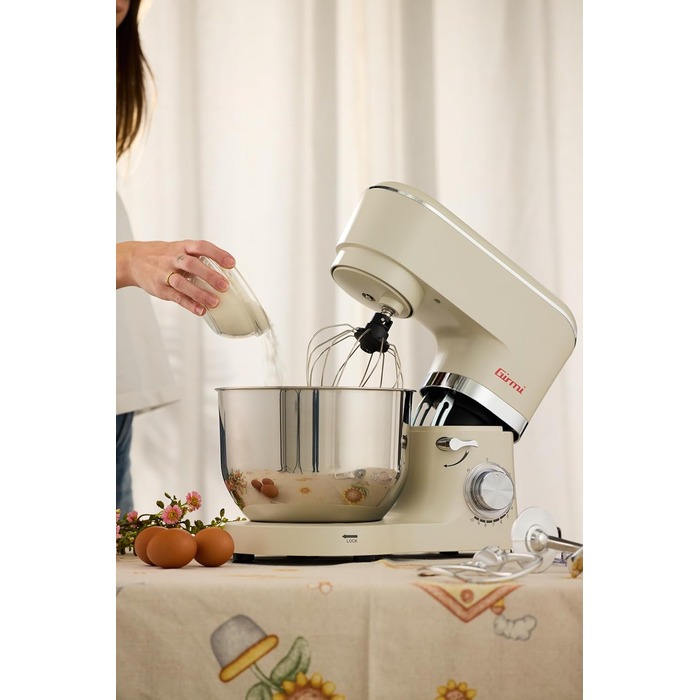 Міксер Girmi IM47 з нержавіючої сталі, 1500 Вт, 6 л, 10 швидкостей, для тіста до 2.4 кг