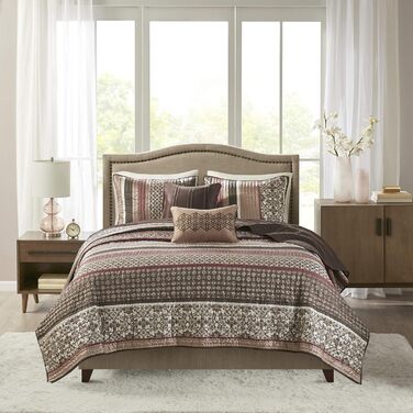 Ковдра Madison Park Jacquard Luxe Design, оверсайз King, Princeton Red, набір з 5 предметів