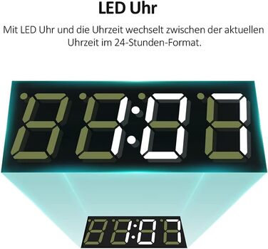 LED дзеркало для ванної кімнати EMKE 90x70 см з підсвічуванням, годинником та захистом від запотівання, IP44