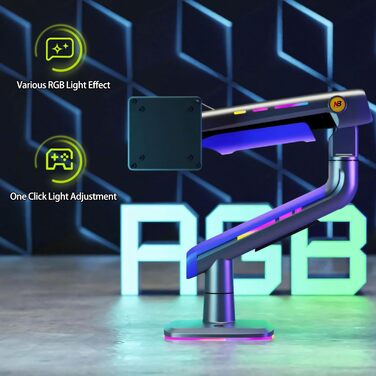 Кріплення для монітора NB Ergonomic для Ultrawide (60 дюймів), RGB, для плоских/вигнутих моніторів, до 20 кг, VESA 75/100 (фіолетовий)
