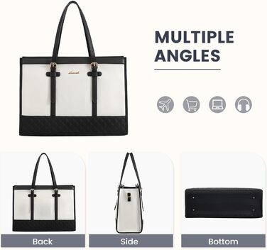 Сумка для ноутбука LOVEVOOK, жіноча, середнього розміру, 17.3 дюйми, для роботи, навчання, офісу, універсітету, чорно-біла