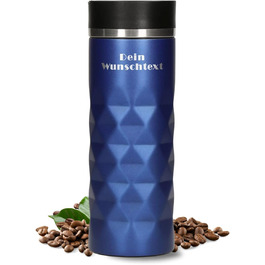 Термокружка Elasto з нержавіючої сталі, 450 мл, з індивідуальною гравіюванням, витримана, з ізоляцією, блакитна