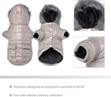 Пальто для собак PETCUTE зимовий одяг для собак водонепроникна куртка для собак тепла флісова куртка з підкладкою для собак (середній, сірий)