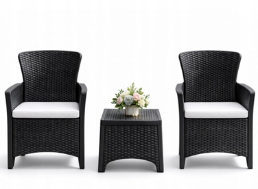Комплект садових меблів 3в1: столик та 2 крісла з ротанга для тераси та саду, сучасний стиль