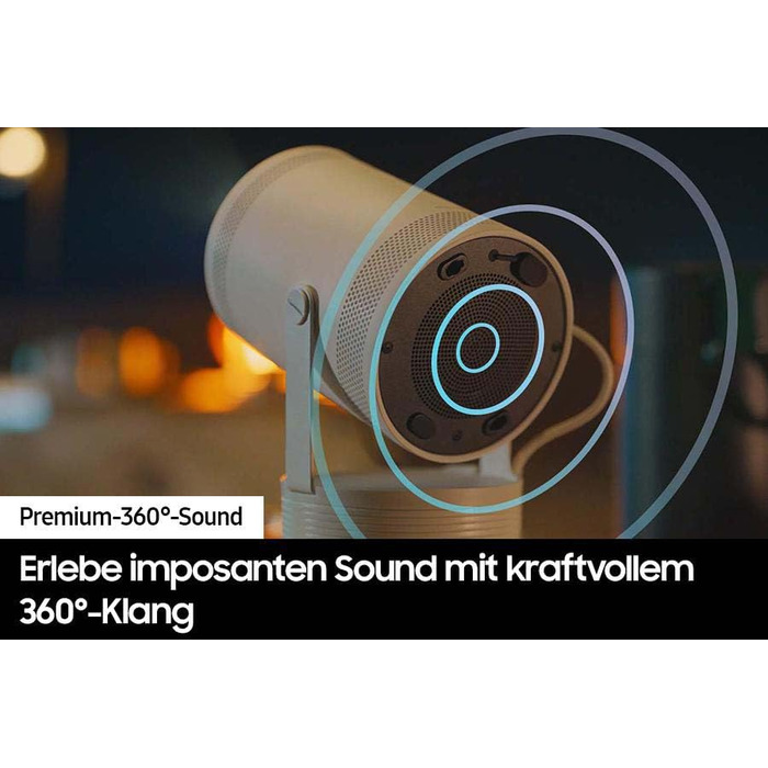 Samsung The Freestyle: Портативний LED-проектор Full HD HDR10 з автонастроюванням та 360° звуком (2023)