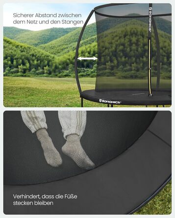 Батут SONGMICS вуличний Ø 244 см з захисною сіткою, драбиною та м'якими стійками - чорний