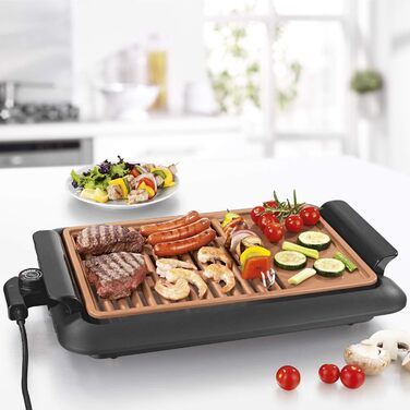Електричний гриль для столу GOURMETmaxx | Бездимний гриль 2200W з 2 зонами нагріву та антипригарним покриттям | Регулювання температури