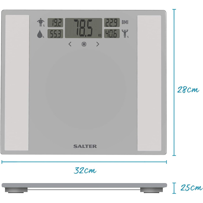 Цифровий монітор складу тіла Salter 9185 SV3R, вага, жир/вода в організмі, ІМТ, 12 користувачів, спортивний режим