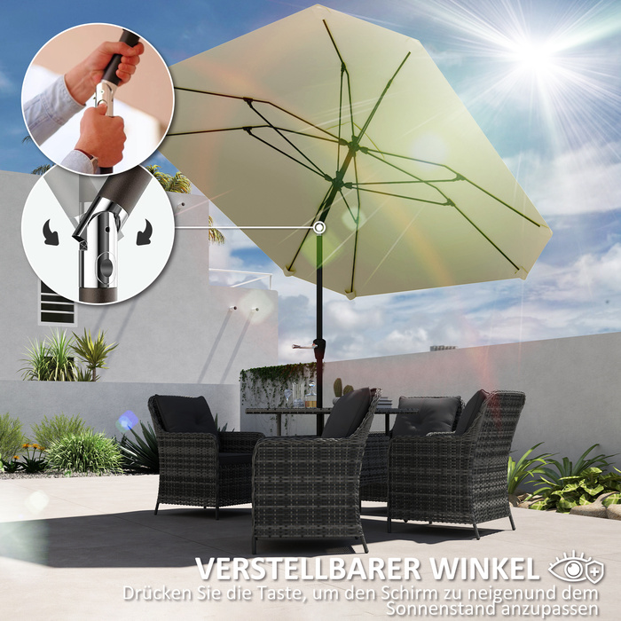 Outsunny parasol Ø233 см, парасолька з функцією складання, восьмикутний балкон парасолька пляжна парасолька вітрозахисна стайня ринок парасолька кривошипний парасолька сонцезахисний для пляжу балкон тераса сад, бежевий