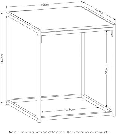 Журнальний столик Furinno Camnus з 1 полицею, дерево, 40 x 40 x 45,29 см (французький дуб сірий)