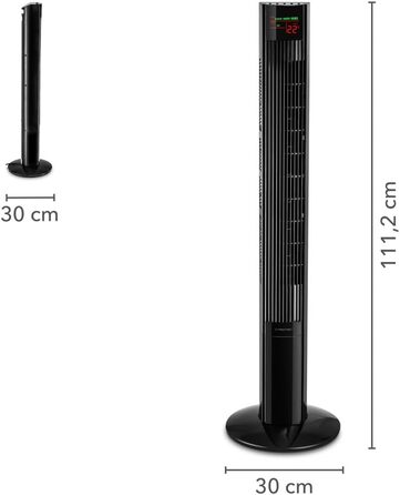 Баштовий вентилятор TROTEC TVE 32 T 45 Вт, коливання 60, 3 ступені, висота 112 см, дуже тихий, з пультом дистанційного керування, таймером, LED-дисплеєм, функцією вимкнення, чорний