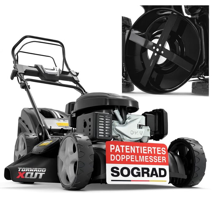 Бензиновий газонокосарка 5-в-1 з потужним двигуном 4.9 PS, 4-тактний, об'єм 173 см³, ширина косіння 46 см, 60л травозбірник, Radantrieb, комплект для мульчування та бічний викид