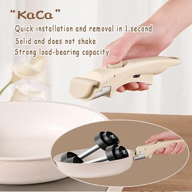 17-ти частинний набір каструль з знімним ручками: Набір посуду Induktion з антипригарним покриттям для всіх типів плит, придатний для миття в посудомийній машині (молочний білий)