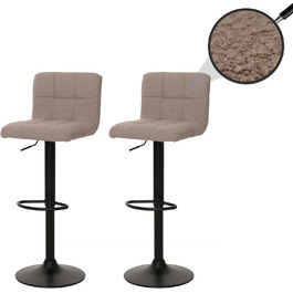 Барний стілець Mendler HWC-G87 (2 шт) - регульований, обертовий, Boucle, Taupe