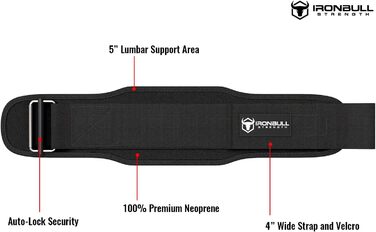 Ремінь для важкої атлетики Iron bull Strength для крос-тренінгу - 12,7 c з автоматичним блокуванням, для важкої атлетики, для підтримки спини, для тренувань, для підйому, фітнесу та пауерліфтингу-для чоловіків і жінок (XXL, Чорний)