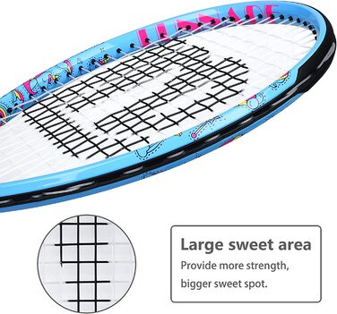Тенісна ракетка LUNNADE Junior, 21 дюйм, з чохлом, для початківців, вік 3-12 років, синя