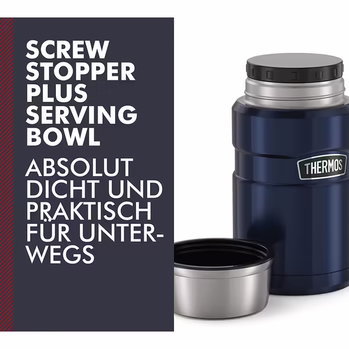 Термос для їжі Thermos Stainless King 710 мл, нержавіюча сталь, 14 годин гаряче / 24 години холодне, для супу, мюслі, рагу, герметичний, без ложки, синій, можна мити в посудомийній машині