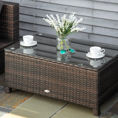 Журнальний столик Outsunny Garden з атмосферостійкого поліротанга, коричневий, 85x50x39 см, ідеально підходить для тераси та балкона