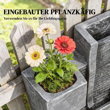 Водоспад на 3 рівня з підсвічуванням LED, декоративне кашпо, насос та імітація каменю, регульована висота, розміри 38 x 19 x 101 см