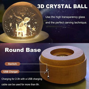 Музична шкатулка BIAOQINBO Crystal Ball 3D K9 13х7 см