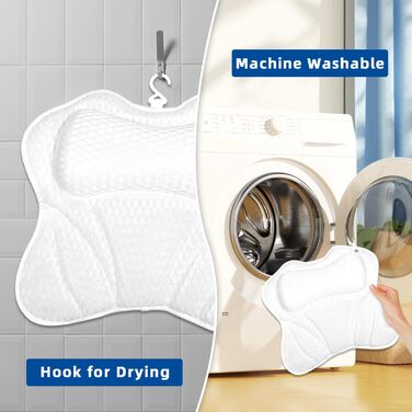 Подушка для ванни з підтримкою голови та спини, нековзна, з 6 присосками, сітчаста, біла