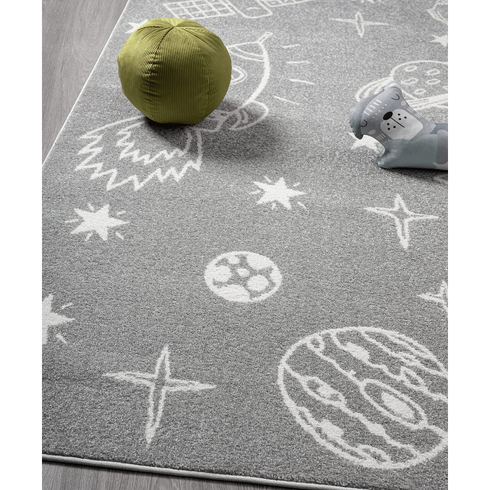 Сучасний дитячий килим з м'яким ворсом, не вимагає особливого догляду, не забарвлюється, має Райдужний візерунок (круглий розмір 120 х 120 см, сірий)
