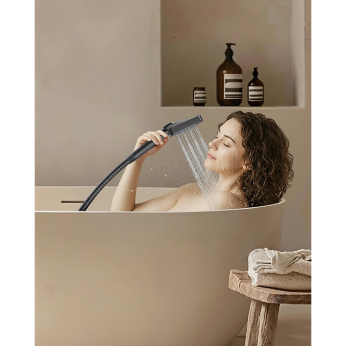 Фільтр для душу Cobbe з шлангом, високонапірна ручна лійка з 20-ступеневою фільтрацією, економна лійка з 6 режимами, підвищує тиск води, для жорсткої води (Q7.schwarz01)