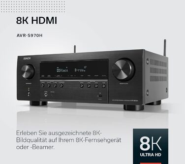 Канальний AV-ресивер Denon AVR-S970H, Dolby Atmos, 8K HDMI, Bluetooth, Wi-Fi, Alexa, Чорний, 7.2-