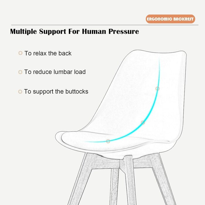 Елегантний стілець для обідньої зони EGGREE: скандинавський дизайн, міцна конструкція з бука, зручний м'який сидіння, набір 4 шт.
