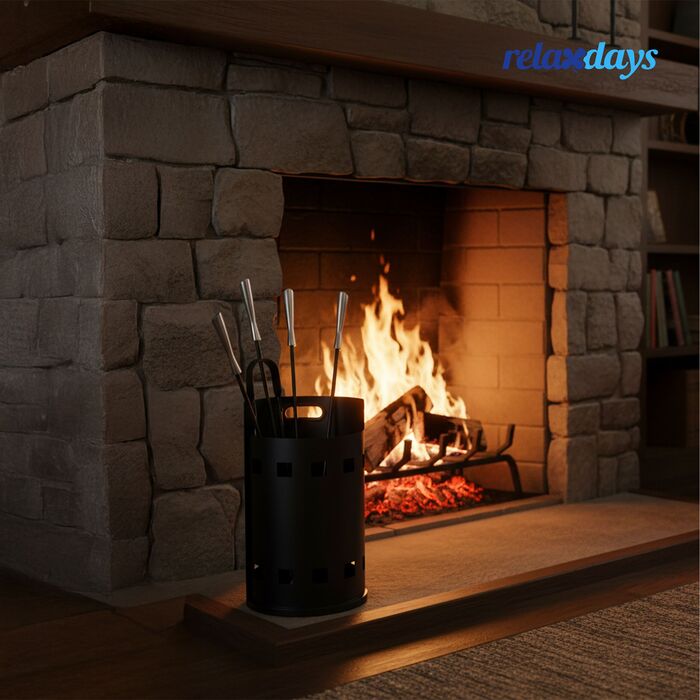 Набір для каміну Relaxdays, 5 предметів з контейнером