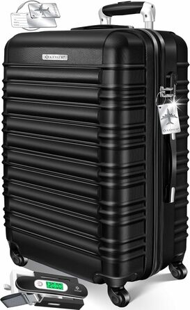 Валіза KESSER® з жорсткою оболонкою 75 см, 120 л: вага, жетон, кодовий замок, ABS, телескопічна ручка, чорний