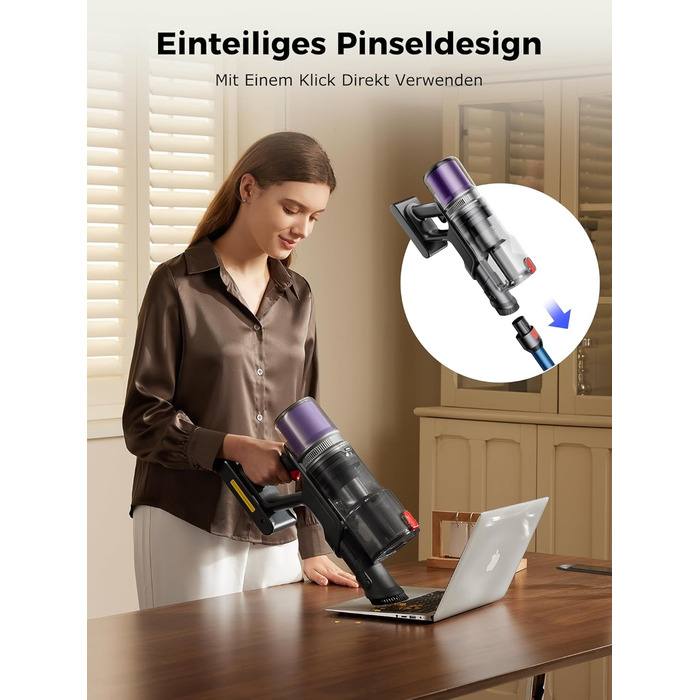 Бездротовий пилосос Proscenic P16: акумуляторний, 550W, 65 хв роботи, гнучкий згин, GreenEye, антизаплутувальна насадка, для килимів, твердих поверхонь, шерсті тварин, синій