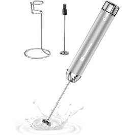 Електричний піноутворювач для молока Maestri House з регулюванням швидкості, знімний металевий вінчик, для лате та капучино (сріблястий)