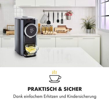 Кларстайн Hot Spring Plus - дозатор гарячої води, 5 л, LCD-дисплей, 45-95°C, нержавіюча сталь, захист від перегріву та сухого кипіння, дитячий замок, чорний