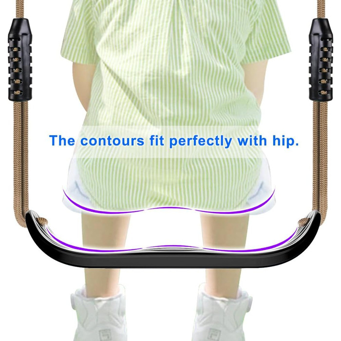 Гойдалка садові SELEWARE для дітей та дорослих: комплект з канатом 2м та 2 карабінами, чорна (Noir-2er)