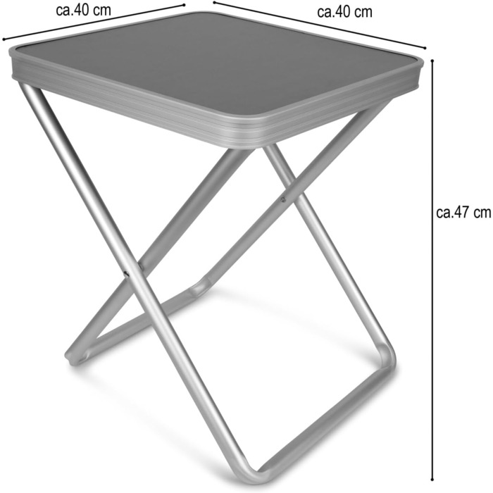 Розкладний стіл Billig&Gut Alu 40x40 Кемпінговий табурет - висота сидіння табуретки 45 см Табурет Кемпінговий стіл Складаний табурет від 1,4 кг до 100 кг